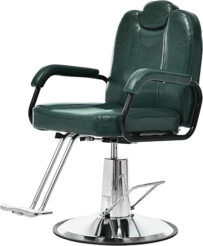 Silla de peluquería reclinable profesional, silla de cuero retro hidráulica para estilista, silla de peluquería grande, silla giratoria con champú