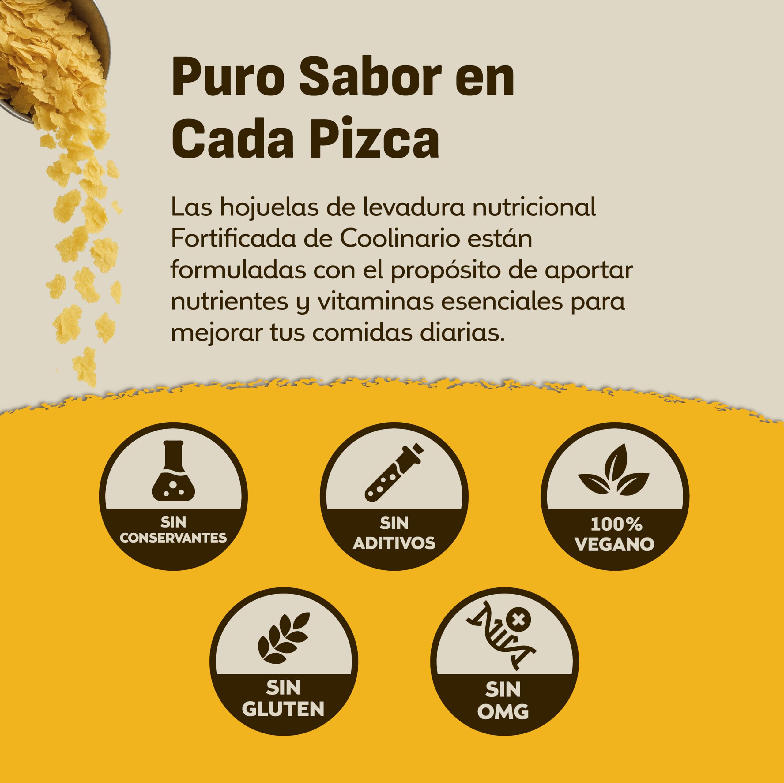 Coolinario Levadura Nutricional Fortificada 283.5 g Condimento Vegano Sabor Queso Rica en B12 Proteína Fibra