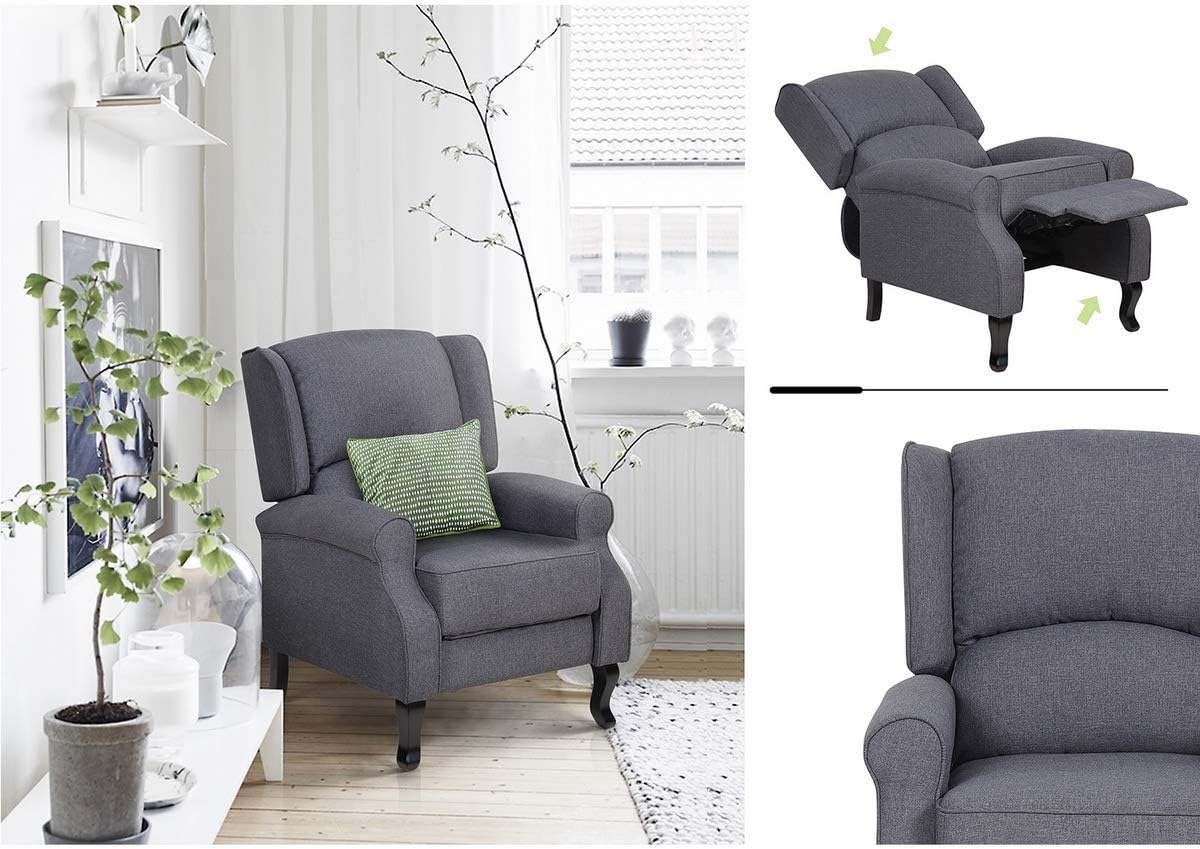 Fabric Wingback Recliner Chair for Living Room, Tufted