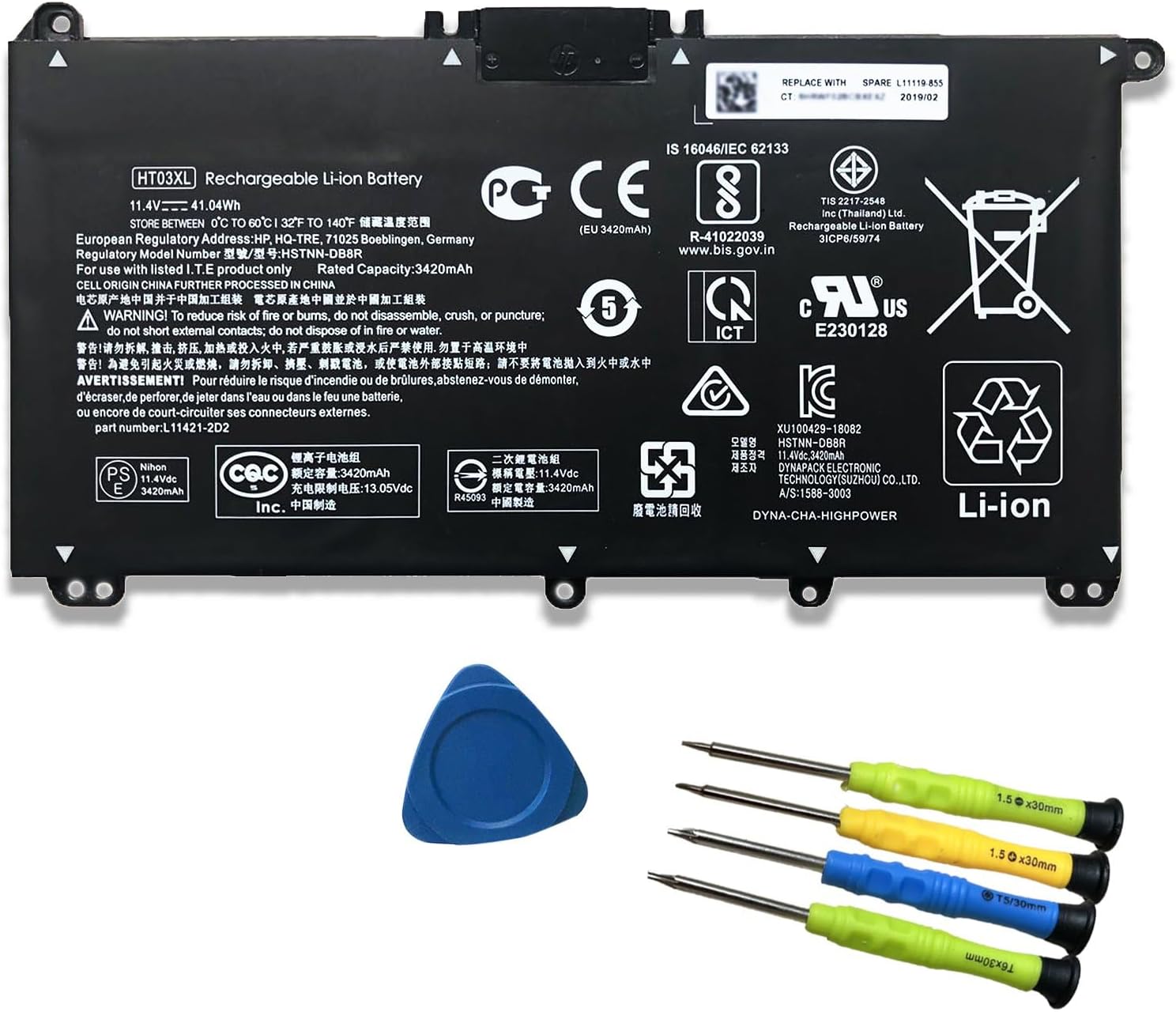 HT03XL L11119-855 Laptop Battery Replacement for HP Pavilion 14-DF 14-CE 14-CF 15-DA 15-DB 15-CS 15-DW 17-CA 17-by 15-CS0053CL 15-DW0033NR 15-DA0014DX L11421-542 L11421-2C2 11.4V 41.04Wh