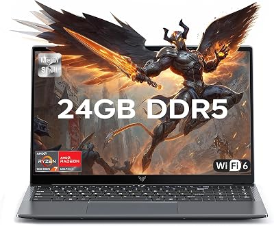 KAIGERR 2026 Gaming Laptop, 24GB DDR5 512GB NVMe SSD Laptop Computer with AMD Ryzen 7 H255(8C/16T, Up to 4.9GHz), 16.0 inch Windows 11 Laptop, Radeon RX Vega 8 Graphics,WiFi 6, Backlit KB