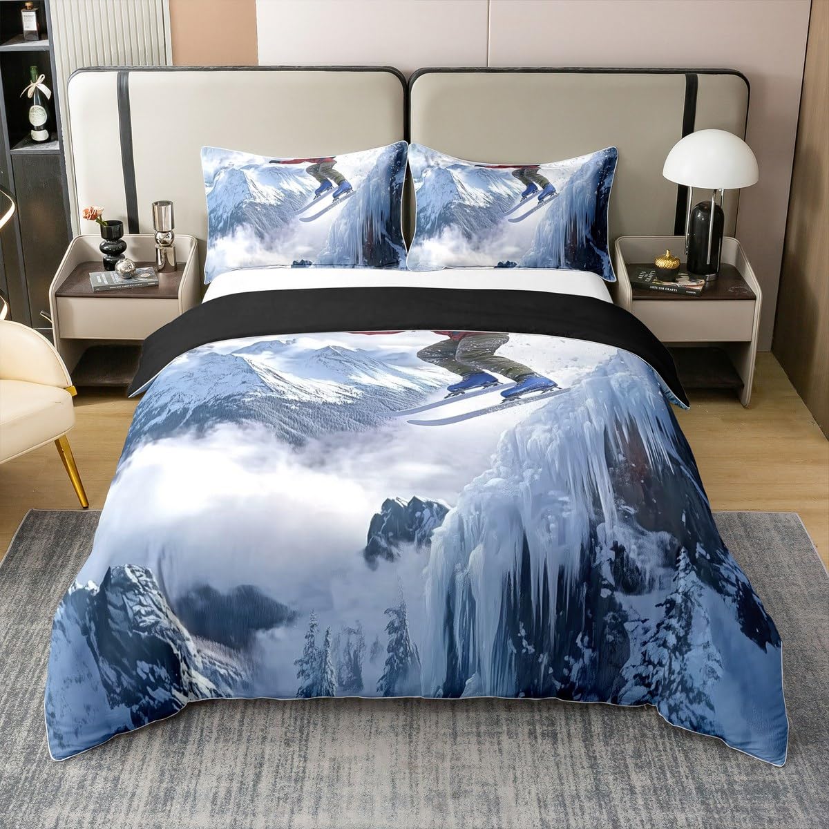 Housse de couette ski 200x200 cm hypoallergénique pour un sommeil chaud et sain