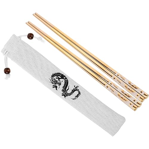 Gatuida Baguettes en Acier Inoxydable Motif Dragon 235 CM Dorées