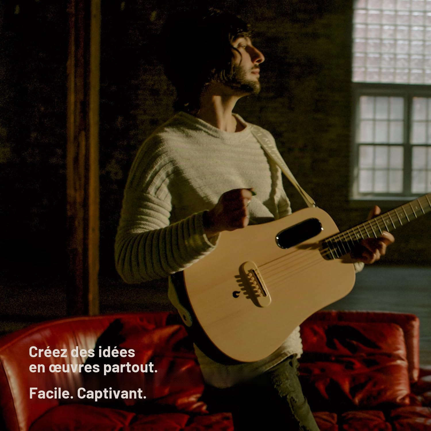 LAVA ME 4 Guitare électro-acoustique en épicéa avec système FreeBoost 2.0, guitare intelligente avec sac idéal, câble de données, clé Truss Rod, prend en charge Wi-Fi 2,4 GHz/5G Bluetooth (91,4 cm)