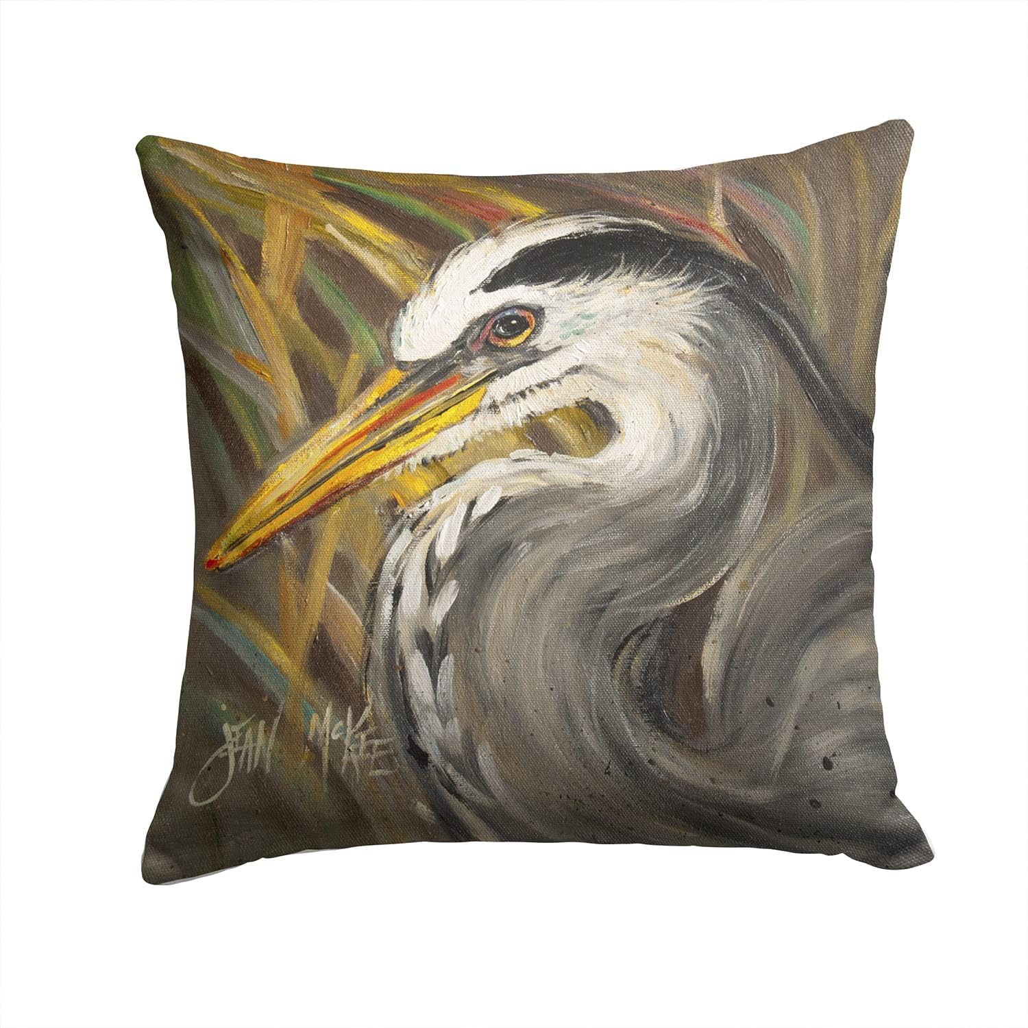 Caroline's Treasures JMK1229PW1414 Blue Heron Fabric Decorative Pillow Machine Washable, Indoor Outdoor Decorative Pillow for Couch, Bed or Patio, 14Hx14W