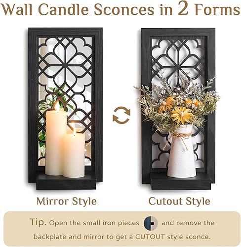 Miniatura 2 de Apliques de pared negros para velas  Decoración rústica para colgar en la pared, estantes góticos de velas para plantas suculentas, candelabros