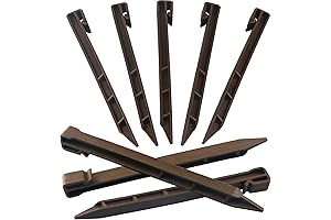 30 Pack Garden Landscape Edging Stakes, 10 Inch Brown Plastic Anchoring Spikes for Edging