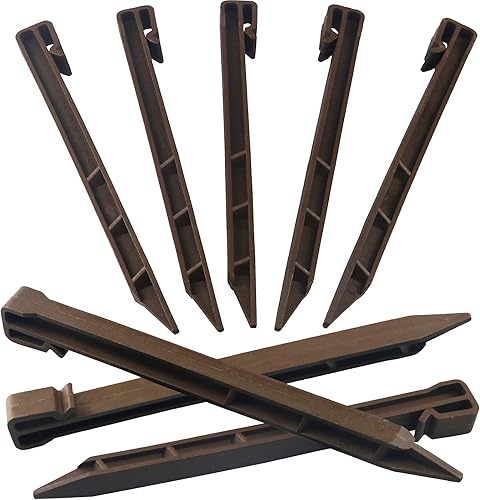 Miniatura 1 de 30 estacas de jardín marrones con bordes de paisaje de 10 pulgadas estacas de anclaje de plástico resistente para jardín para bordes y tablas de