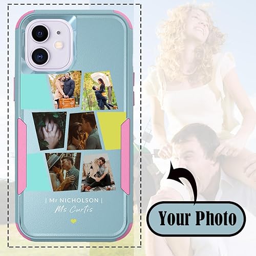 Vista 127 de Funda de fotos personalizada para Apple iPhone 11 Pro Max, patrón de collage a cuadros, personalizado para hacer imágenes en gruesa 3 híbrida Rosa