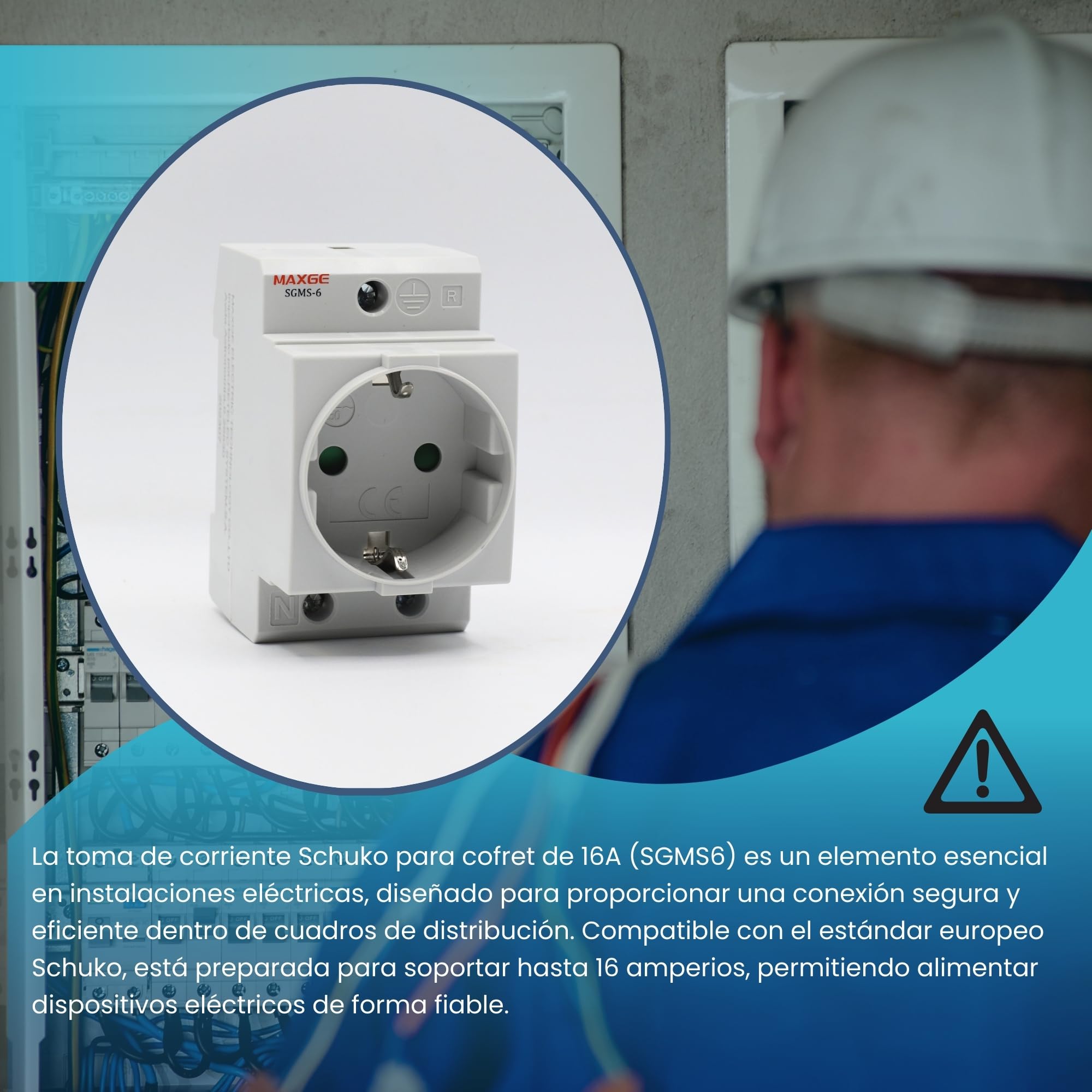 TECHZOCO Toma de corriente schuko, Enchufe Modular Schuko, Toma schuko Cofrets, Normativa EN/IEC60884-1 | Tensión de empleo 250V AC, Conexión hasta 25mm2, Intensidad 16A, 2 Polos+E, Apto para cofrets
