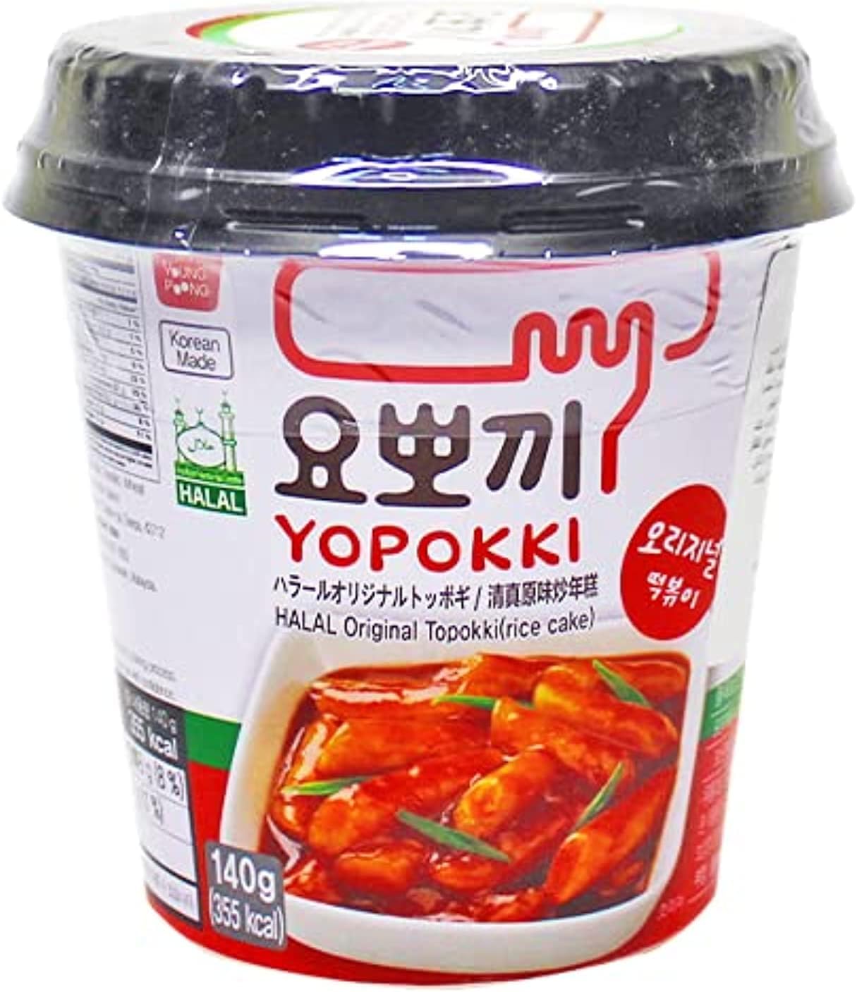 Youngpoong Yopokki Original Topokki Halal , Enriches Flavor & Taste , Sweet & Spicy , Korean Authentic , Delicious Savory Meal , Tteok-Bokki , Korean Noodle Dish - 140Grams (Muslim)