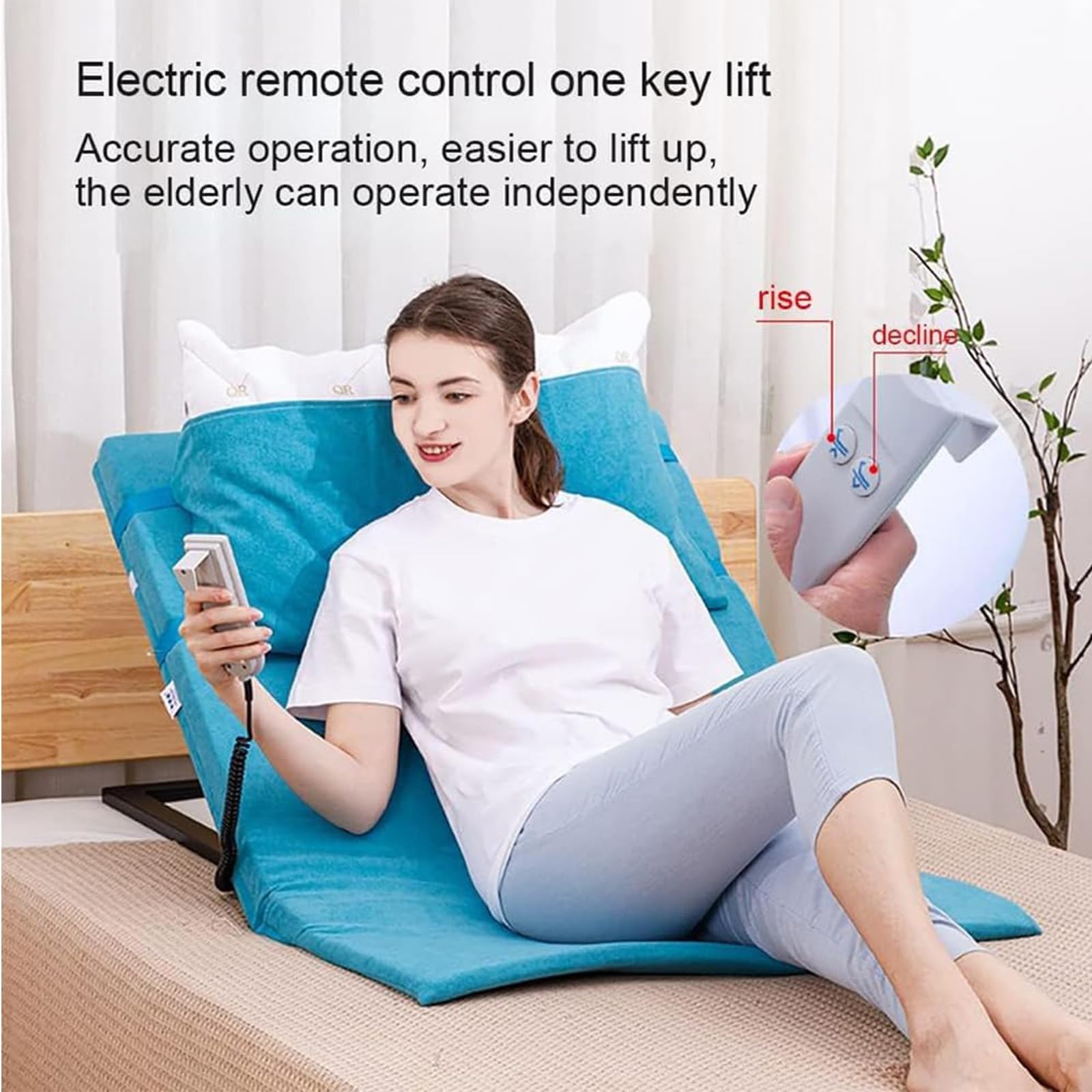 Respaldo de cama eléctrico ajustable con mando a distancia para sentarse y soporte lumbar, ideal para ancianos y comodidad