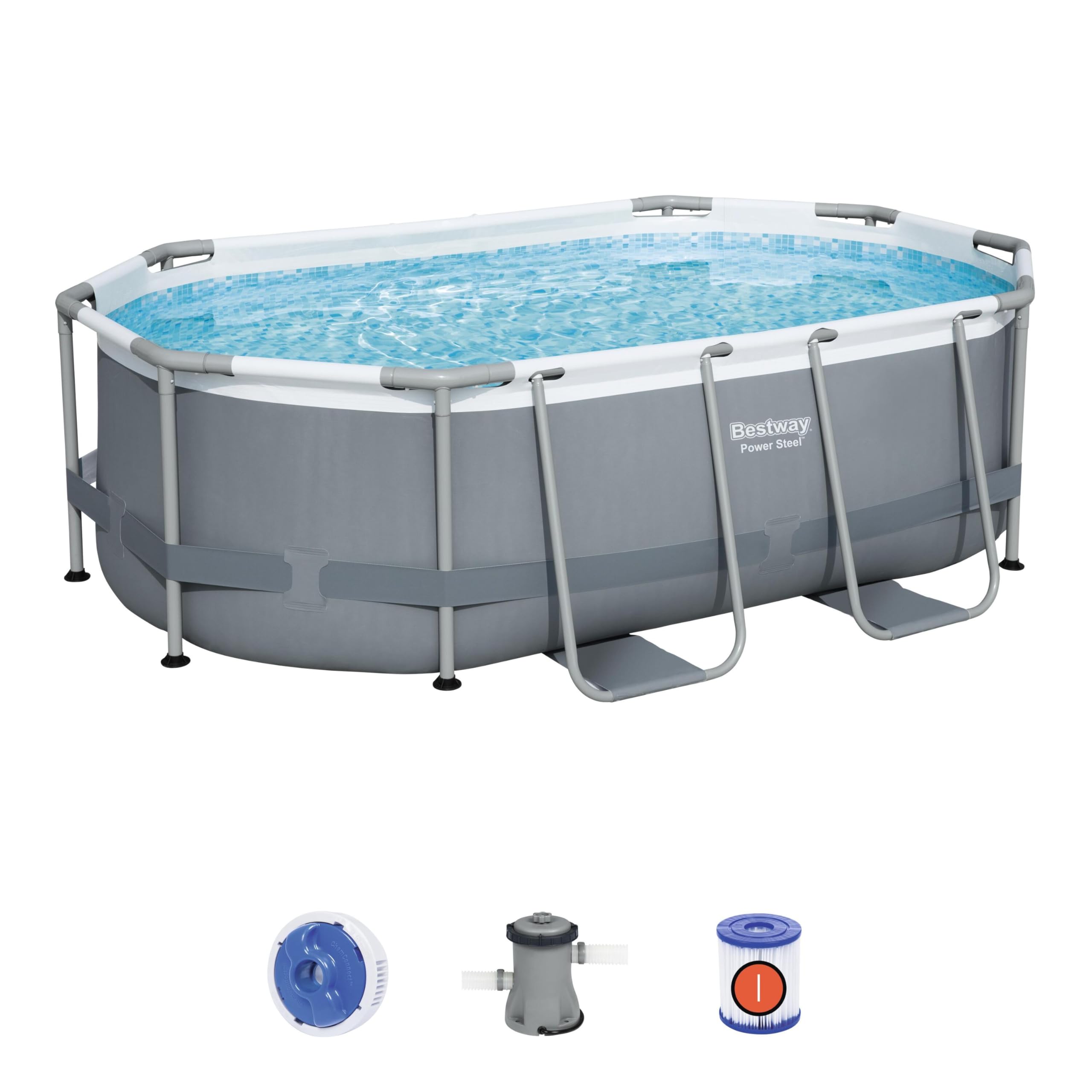 Bestway Power Steel™ 10' x 6'7" x 33"/3.05m x 2.00m x 84cm Oval Pool Set