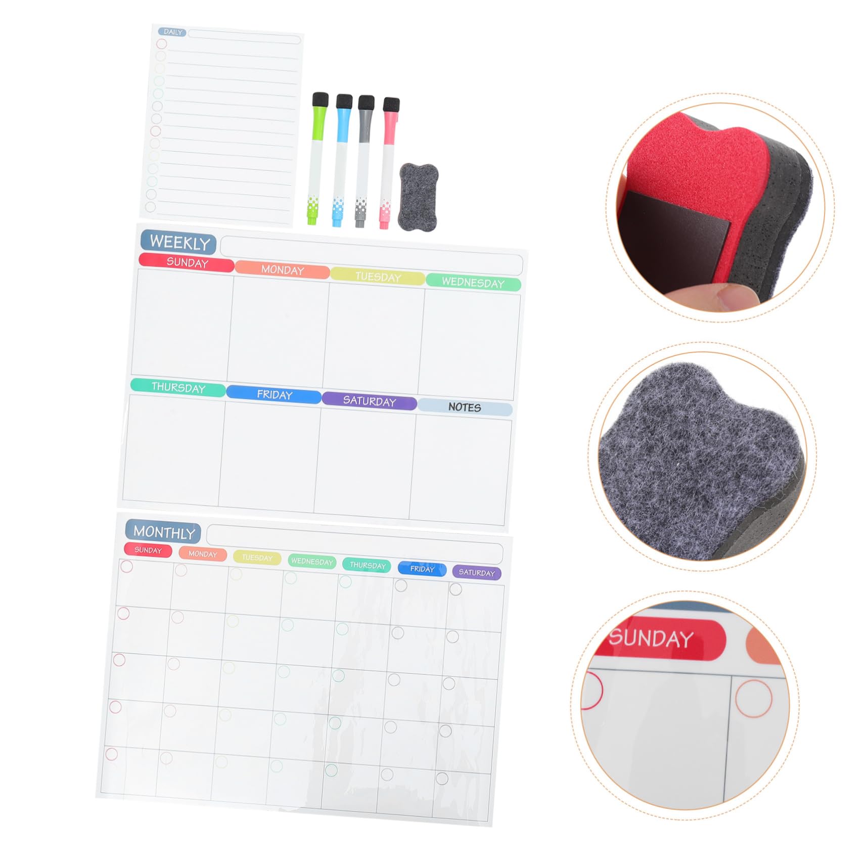 Lurrose 2sets Lavagne Magnetiche Per Pianificazione Settimanale e Mensile Lavagna Cancellabile Per Frigorifero Mensile Planner Settimanale Organizza Attività