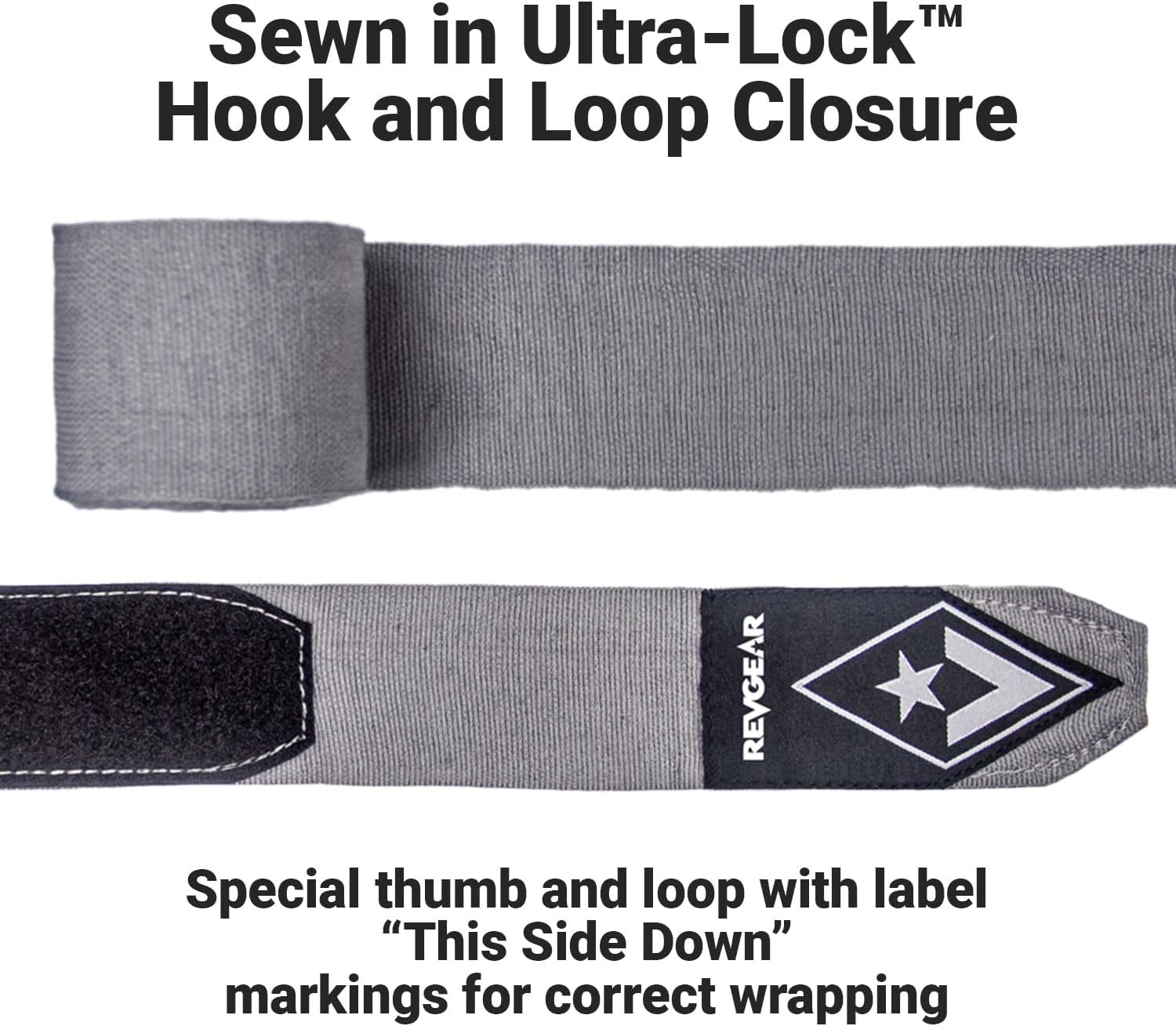 Revgear 180-Inch Elastic Hand Wraps, Granite Grey