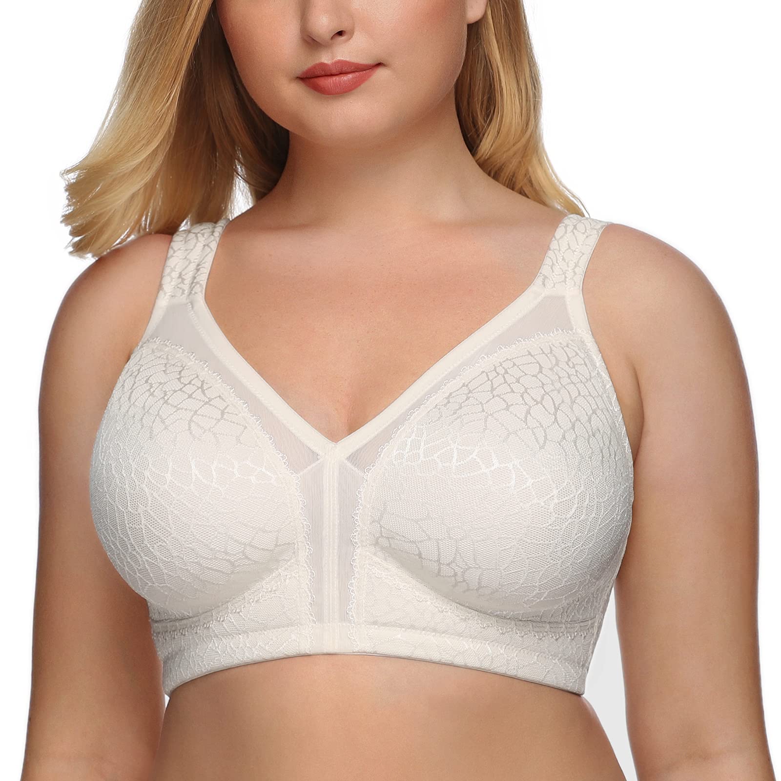 DotVol Reggiseno Base in Pizzo e Taglia Grossa Coppa Completa Non Schiuma Reggiseno Senza Fili