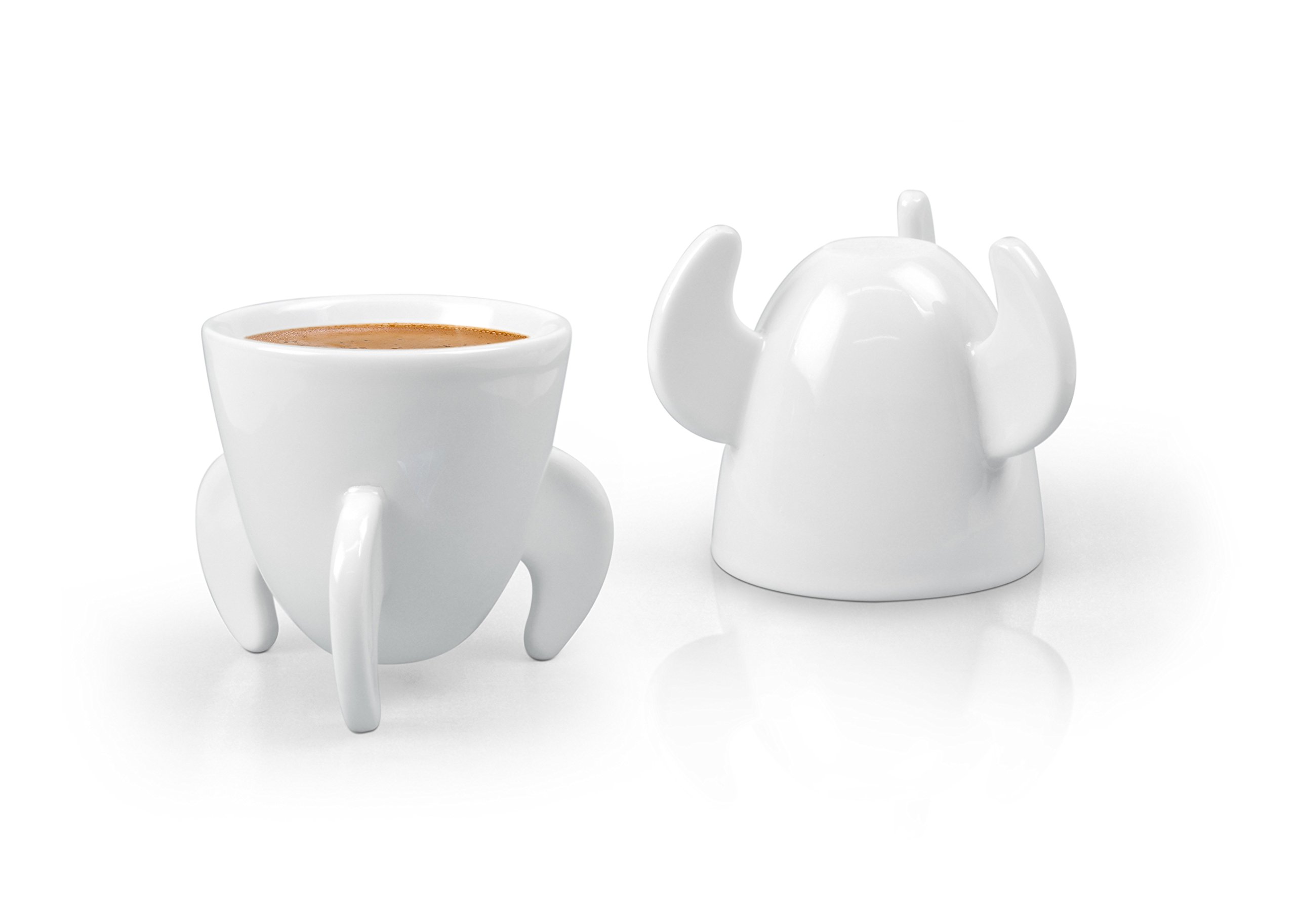 Fred and Friends Blast Off Espresso Cups, White, Set of 2