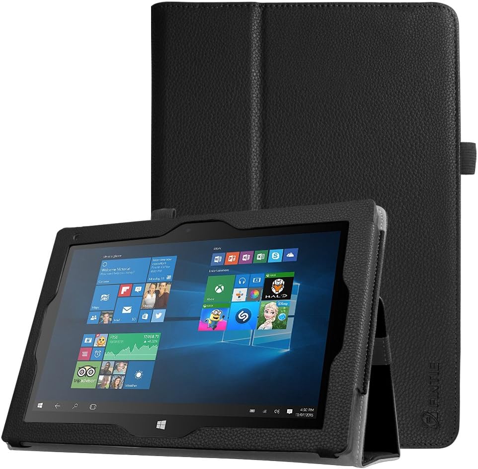 Linx 10V64 / Linx 10V32 10-Inch Tablet Case โ Fintie Premium Vegan Leather Folio Standing Cover with Stylus Loop for Linx 10V64 / Linx 10V32 10 Inch Windows 10 Tablet, Black