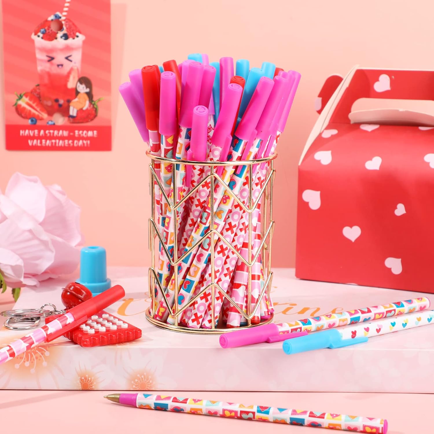 Yexiya 150 Pcs Valentine's Day Ballpoint Pen Bulk Heart Ballpoint Pen Wedding Pens Black Ink Pens for School Office Supplies Valentine's Day Wedding Exchange Gift Party Supplies, 0.7 mm - Image 3