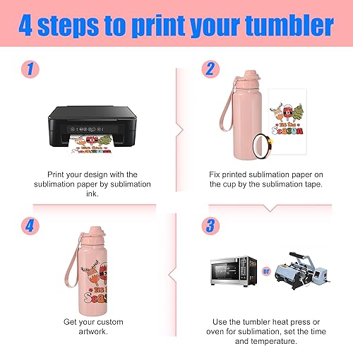 Miniatura 3 de AGH Paquete de 6 botellas de agua de sublimación, botella de agua deportiva de acero inoxidable de 25 onzas con correa, termo a prueba de fugas sin