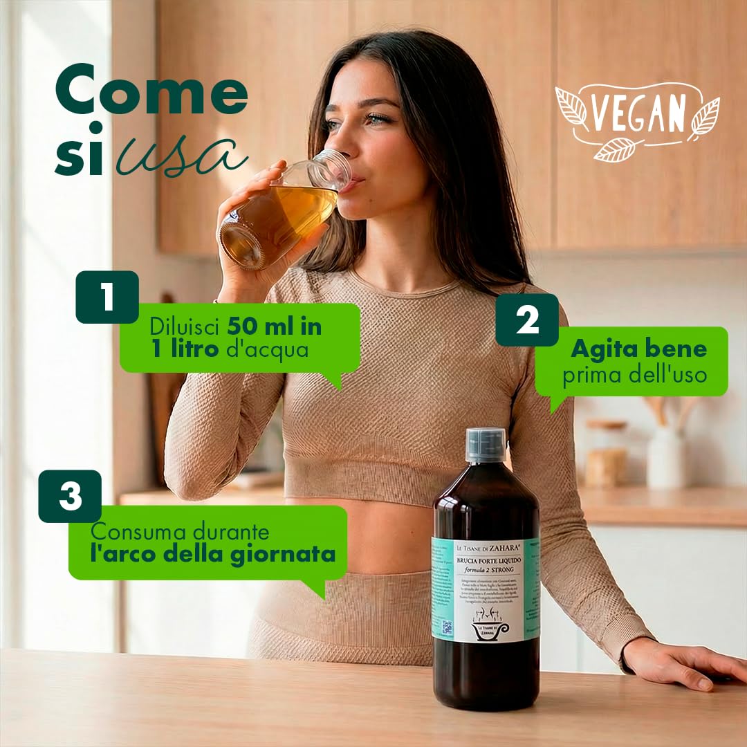 Miscela Forte Liquido Strong, Tisana Drenante Forte per Donna e Uomo, Aiuta Pancia e Gambe Gonfie, Tisana Liquida Pronta all’Uso con Garcinia, Caffè Verde e pilosella, 500mL