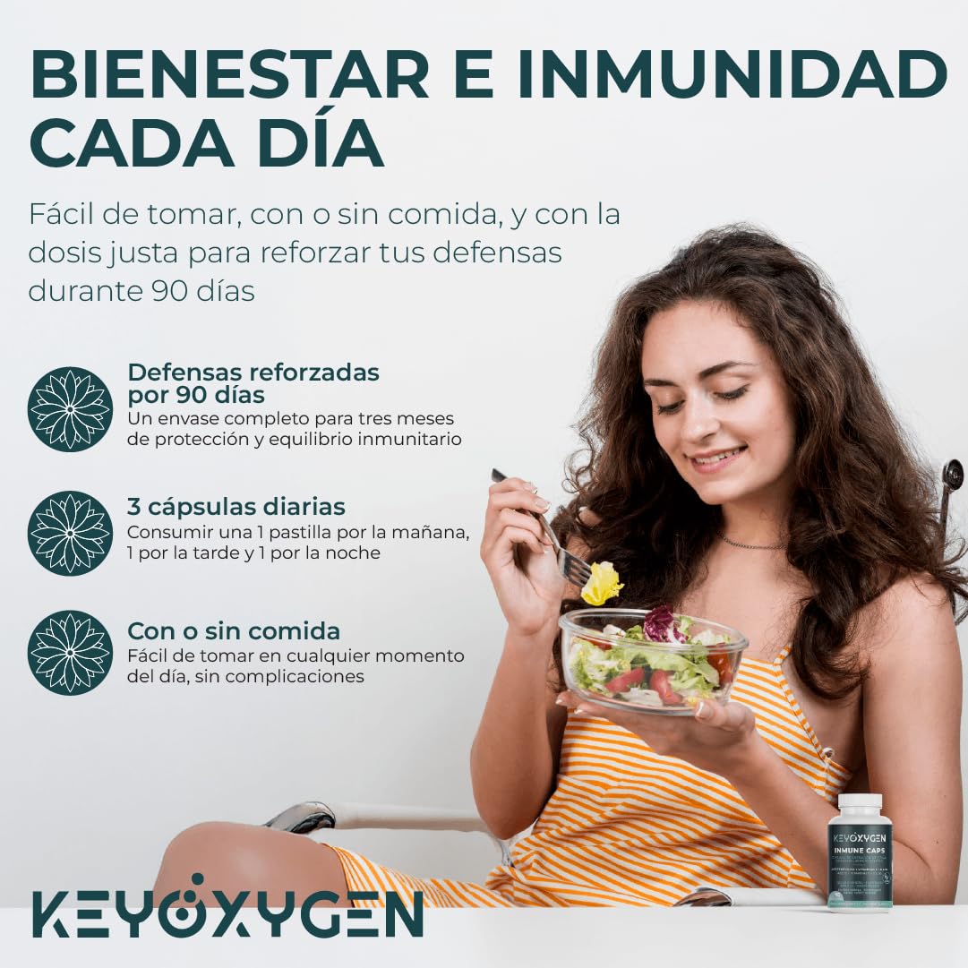 Enzimas Digestivas Liberación Intestinal con Vitamina D B6 Y K - Complemento Alimenticio Vegano Para Sistema Inmune Regulación Hormonal Energía Y Músculos 90 Cápsulas | KeyOxygen Inmune Caps