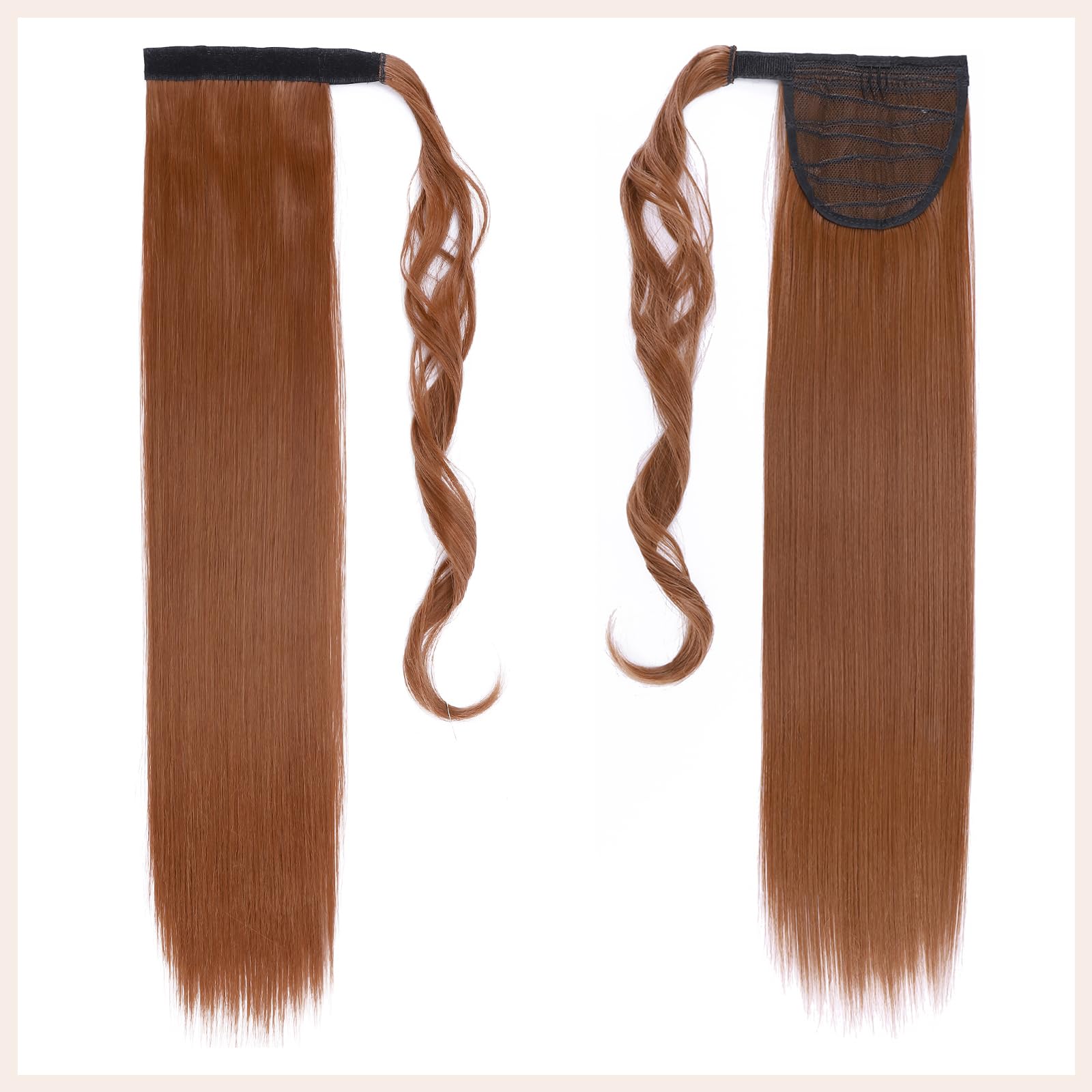 TESS Ponytail Extension 23 Inch,Hair Extensions Clip in Long Straight Synthetic Wrap Pony Tails Hair Pieces for Women(#30/130)