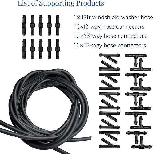Miniatura 3 de Kit de manguera de lavado de parabrisas de automóvil, manguera universal de líquido de lavadora de 13.1 ft/13 pies con 30 conectores de manguera,