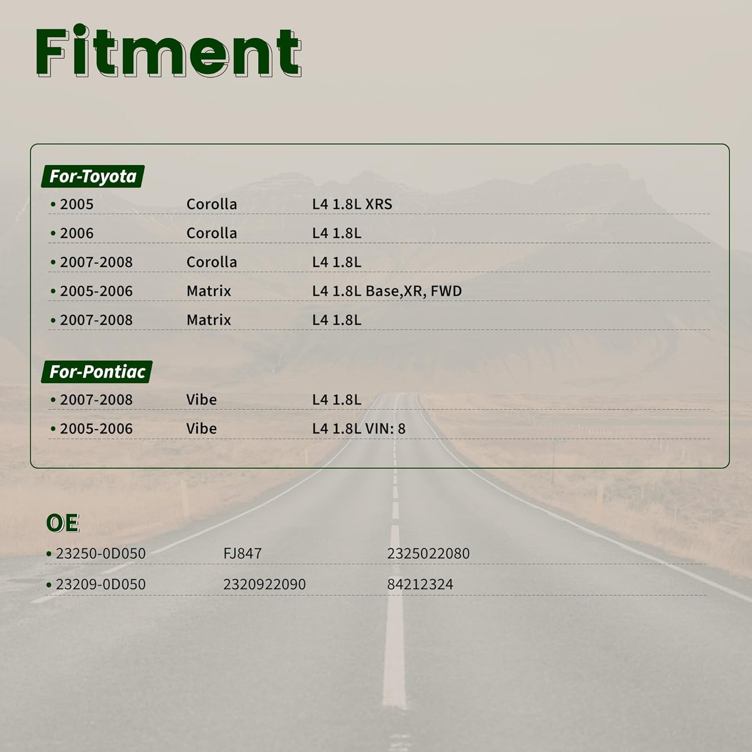 Fuel Injectors Fit for-/TOYOTA Corolla 1.8L 2005-2008, /Yaris 1.5L 2006-2018, For-/Pontiac Vibe 1.8L 2005-2008 23250-0D050 23209-0D050 4PCS