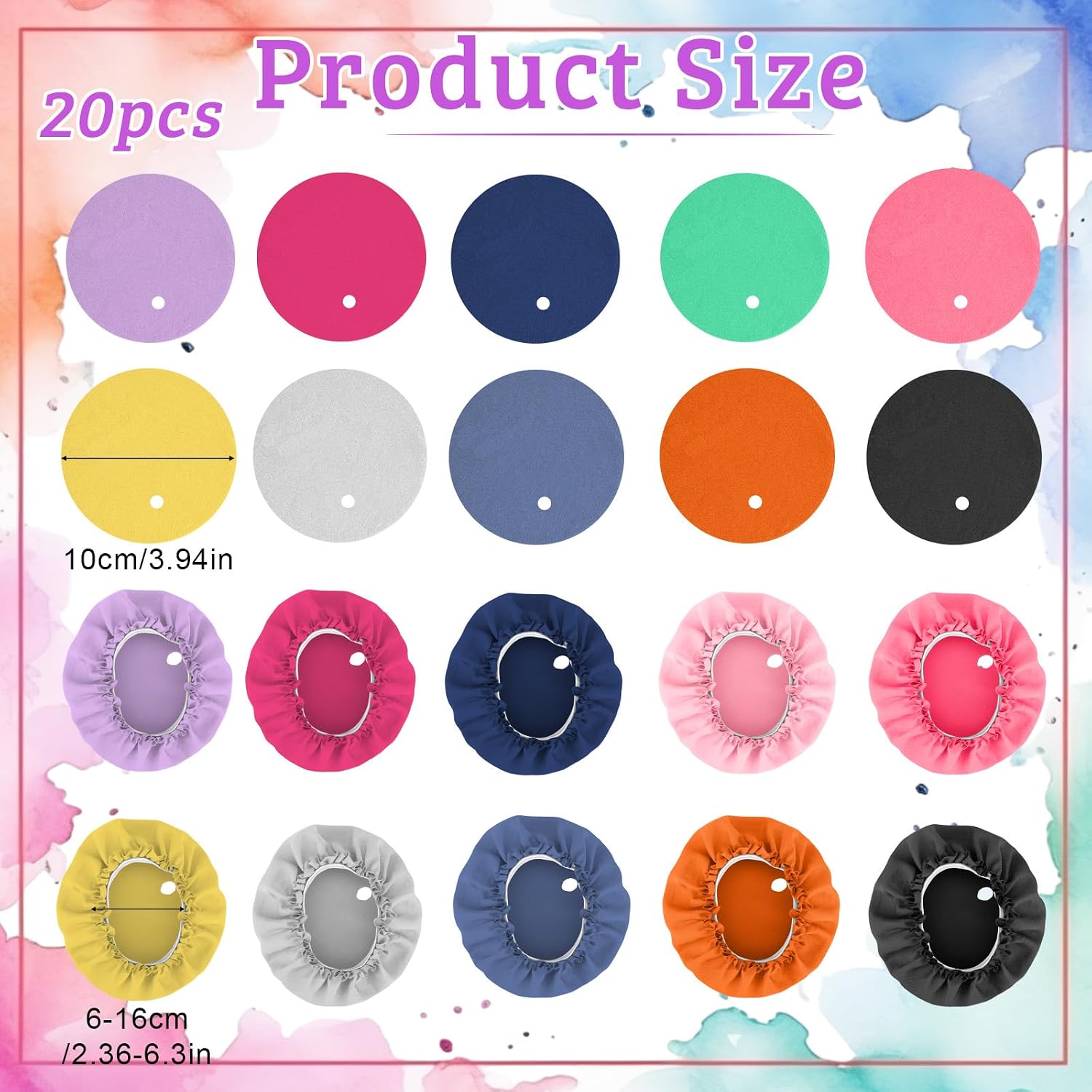20pcs Reusable Drink Cover, 3.94in Women's Alcohol Safety Protectors with Straw Holes Elastic Cup Cap Glass Bottle Lids for Nightclub Bar Party (10 Colors)