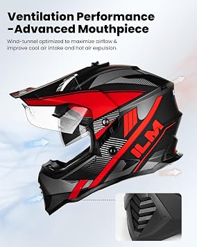 ILM Motocross Helmet Adult Motorbike Motorcycle Dual Sport Adventure Full Face with Pinlock Compatible Sun Visor ATV Dirt Bike Off Road ECE22.06 Model WS902