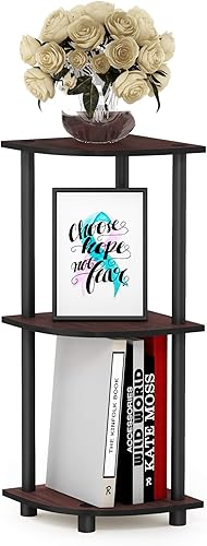 Furinno - Turn-N-Tube - Estantería tubular esquinera multipropósito, 3 niveles, cereza oscuronegro