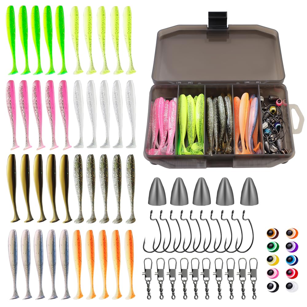 Bait Set, Fishing Lure Set, bass and Trout Fishing Gear Box Set, Including Hooks, Worms, Men's Fishing Gifts