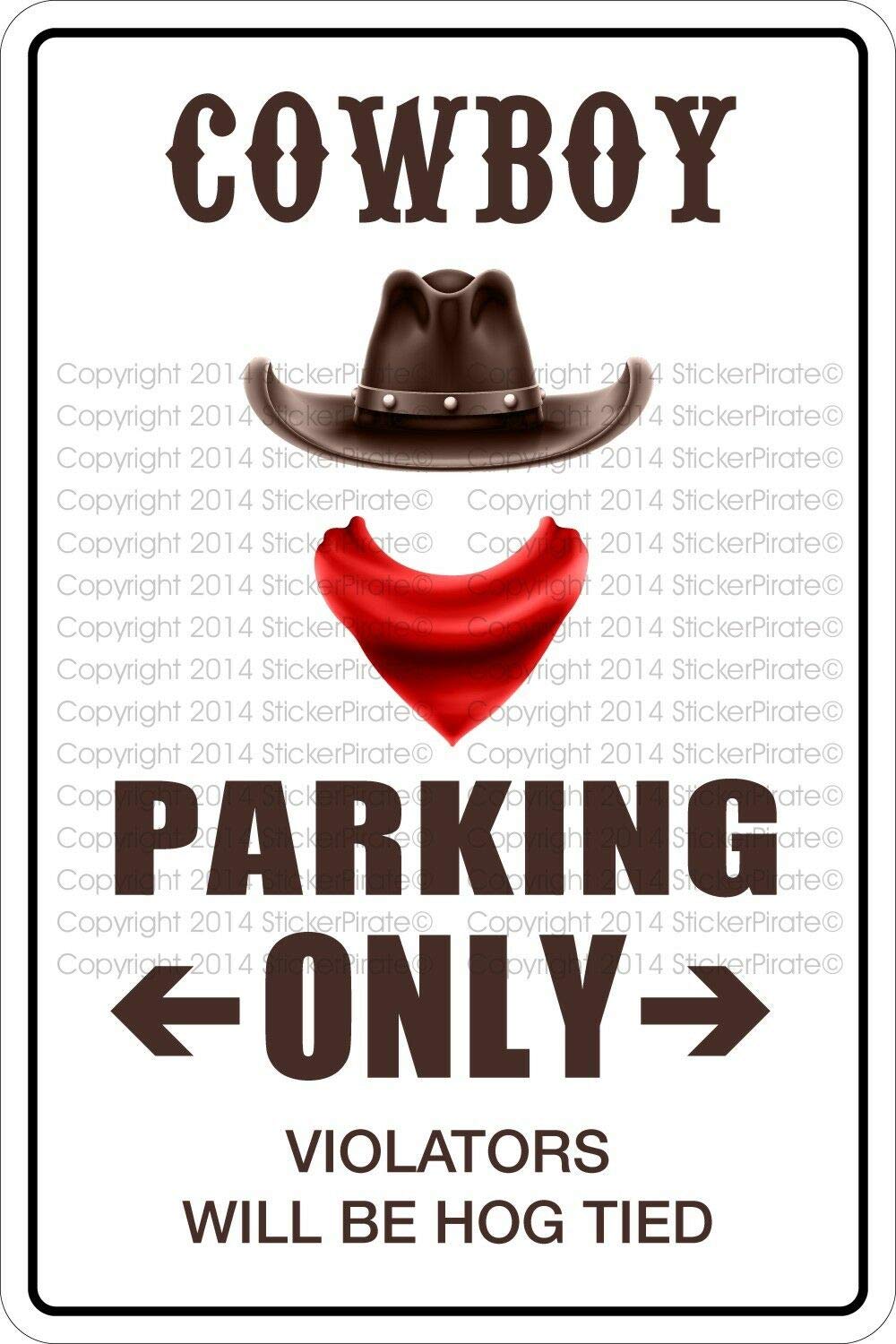 Inga Cowboy Parking Only Metal Novelty Sign Metal Sign Funny Tin Sign 8X12 Inch