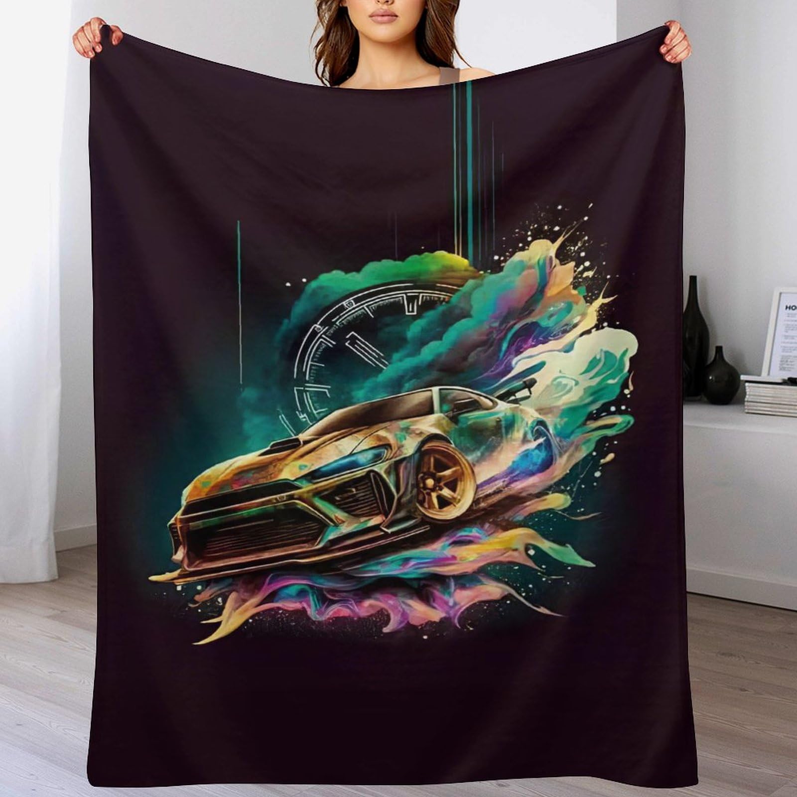 Couverture en flanelle voiture de sport plaid 150x200cm pour lit et canapé