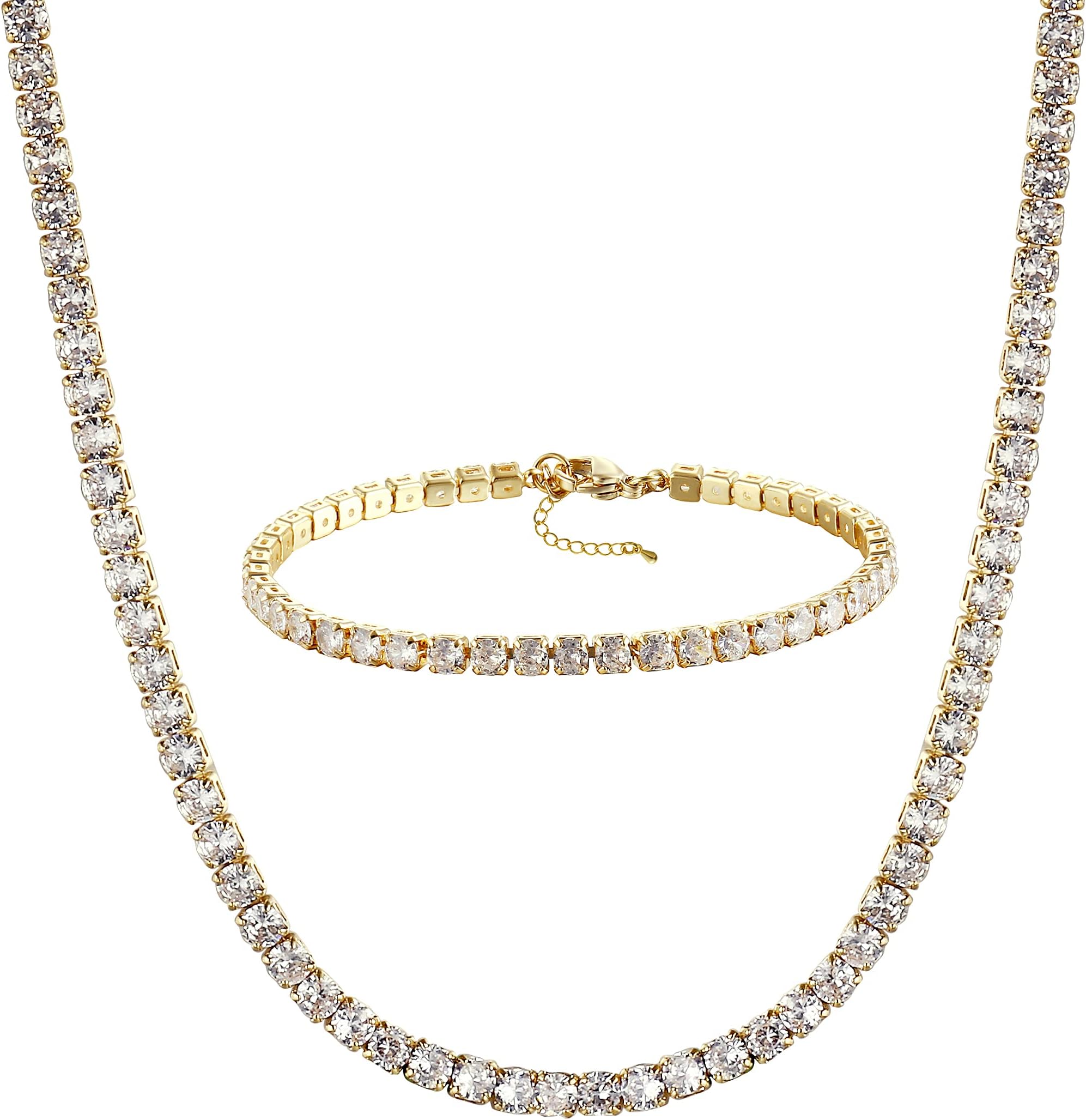 Tewiky Layered Necklaces for Women Non Tarnish- Chunky 14k Gold Plated Herringbone/Snake/Rope/Box/Cuban Link Chain for Women Waterproof Layering Stack Choker Necklace Trendy Dainty Tarnish Free Jewelry Set