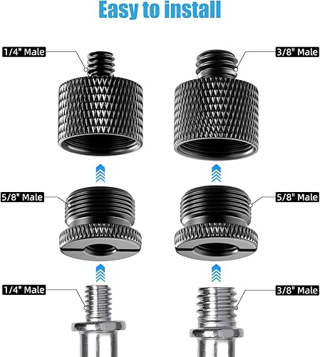 Miniatura 3 de Paquete de 8 adaptadores de soporte de micrófono de 58 hembra a 38 macho y 38 hembra a 58 macho, 58 hembra a 14 macho y 14 hembra a 58 macho