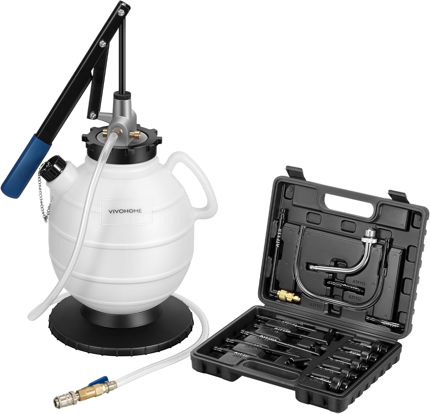 VIVOHOME Transmission Fluid Pump 2 Gallon, 7.5L Manual ATF Refill System Kit with 15 Adapters, Oil Transfer Transmission Pump