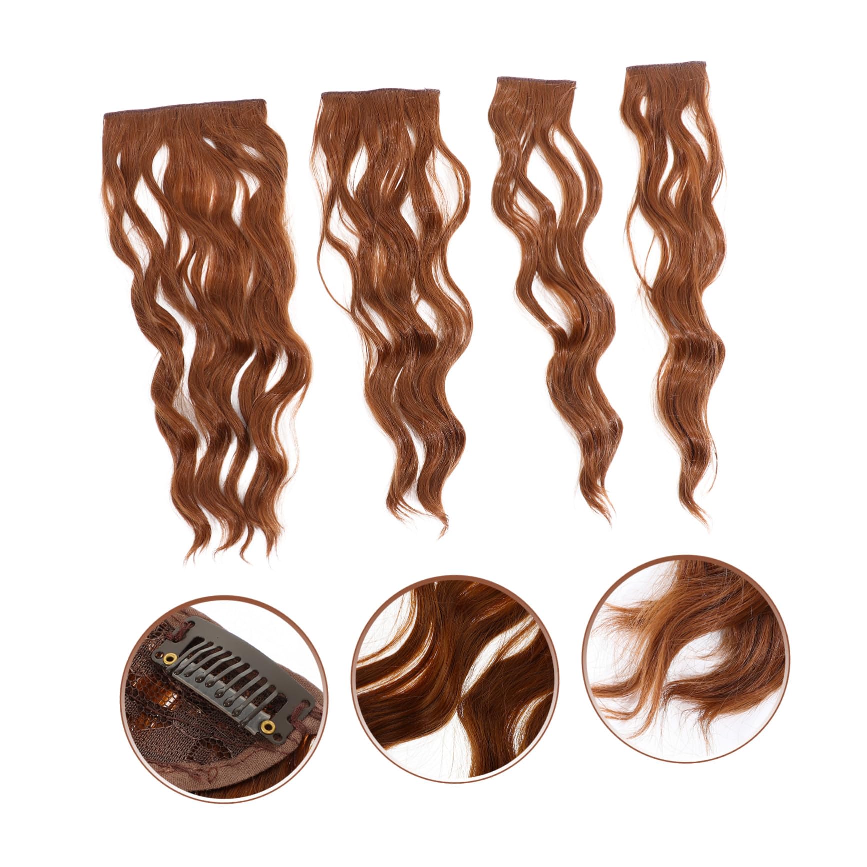 4 piezas Extensiones Clip Pelo Ondulado Rizado Accesorios de Peinado para Mujer Peluca de Alta Temperatura Postizos Reutilizables y Naturales