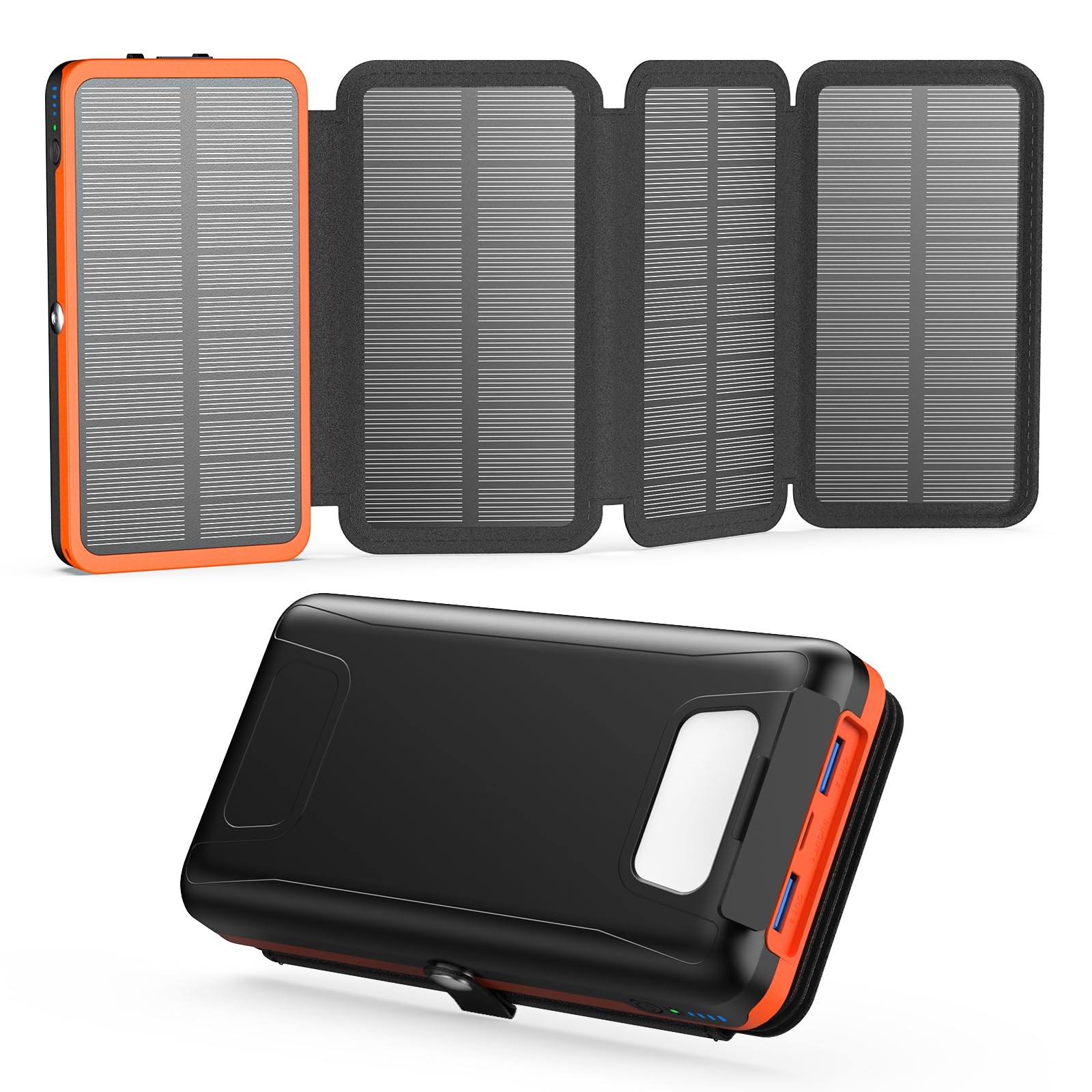 Power bank Solare 20000mAh – A ADDTOP Caricabatterie solare con ricarica rapida 22.5W, 3 uscite e 4 pannelli solari pieghevoli, batteria esterna per telefoni e tablet, da campeggio