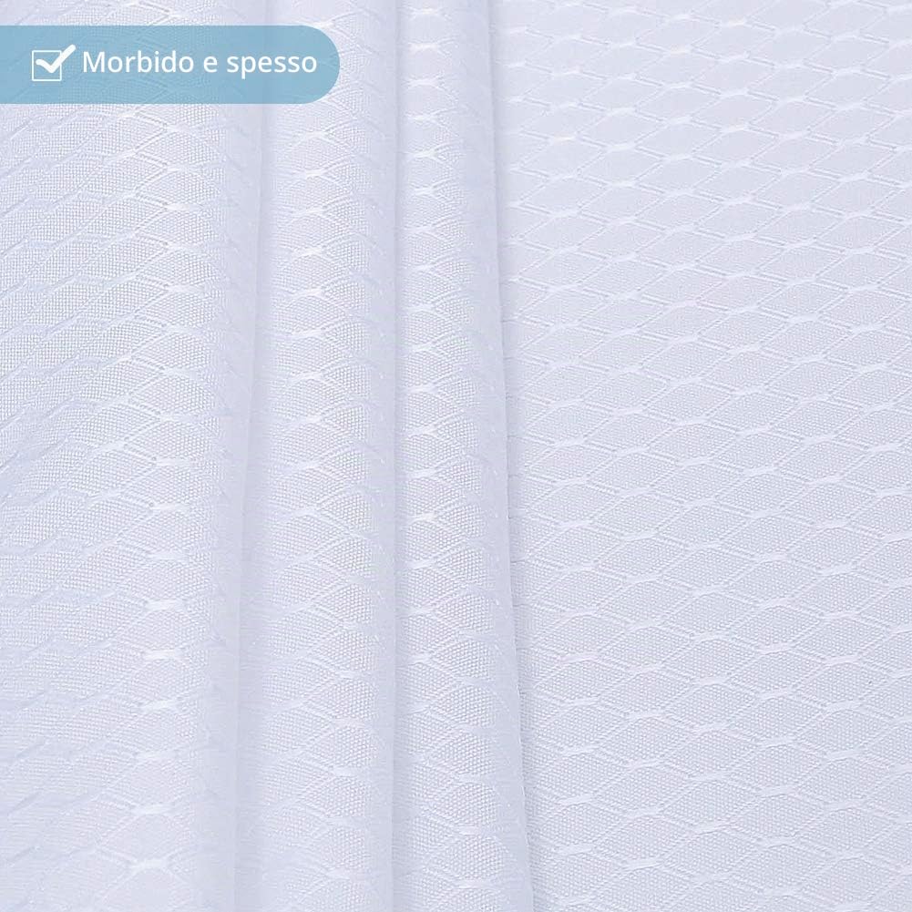 Furlinic Tende Doccia Anti-Muffa Tessuto in Poliestere, Grande Tende Doccia a Nido d'Ape Impermeabile &Lavabile,Tenda Vasca da Bagno con 12 Ganci Tenda Doccia Bianco-180x240cm.
