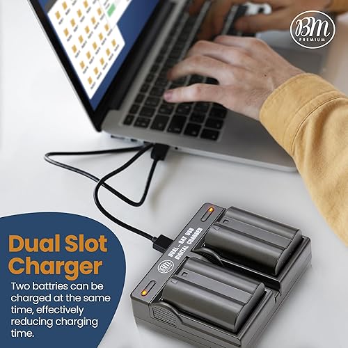 Miniatura 5 de BM Premium Paquete de 2 baterías EN-EL15B y cargador de batería dual para Nikon Z6, Z7, D780, D850, D7500, 1 V1, D500, D600, D610, D750, D800,