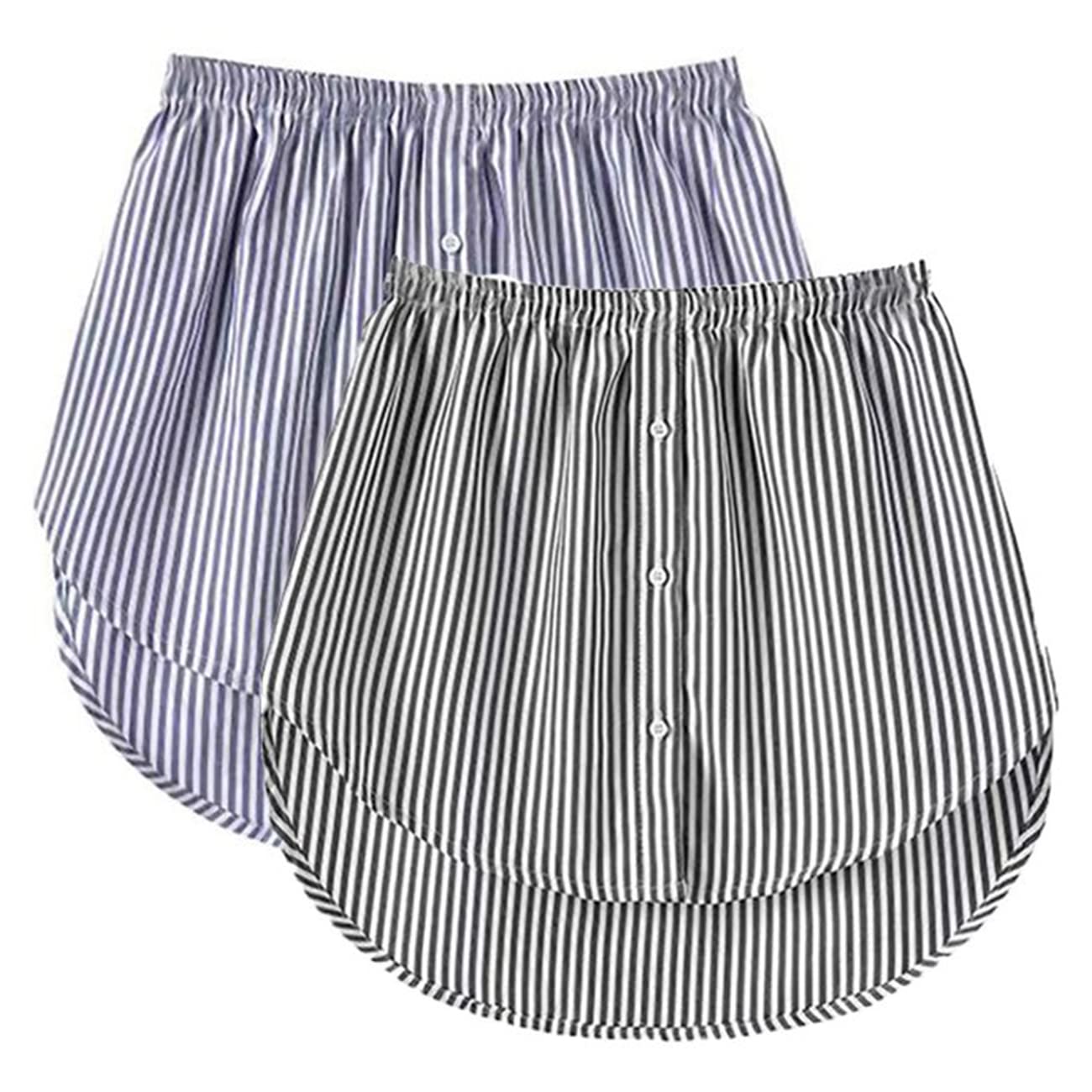 2/3 Pieces Shirt Extenders for Women Men, Women High Waist Fake Top Lower Sweep, High Waist Skirt Shirt Extenders, Skirt Shirt Extenders (2 Pcs of Stripe,3XL)
