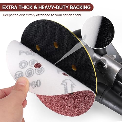 Miniatura 5 de 110 discos de lijado de 6 pulgadas con 6 agujeros, gancho y bucle redondo, papel de lija para lijadora orbital aleatoria 60, 80, 120, 240, 400