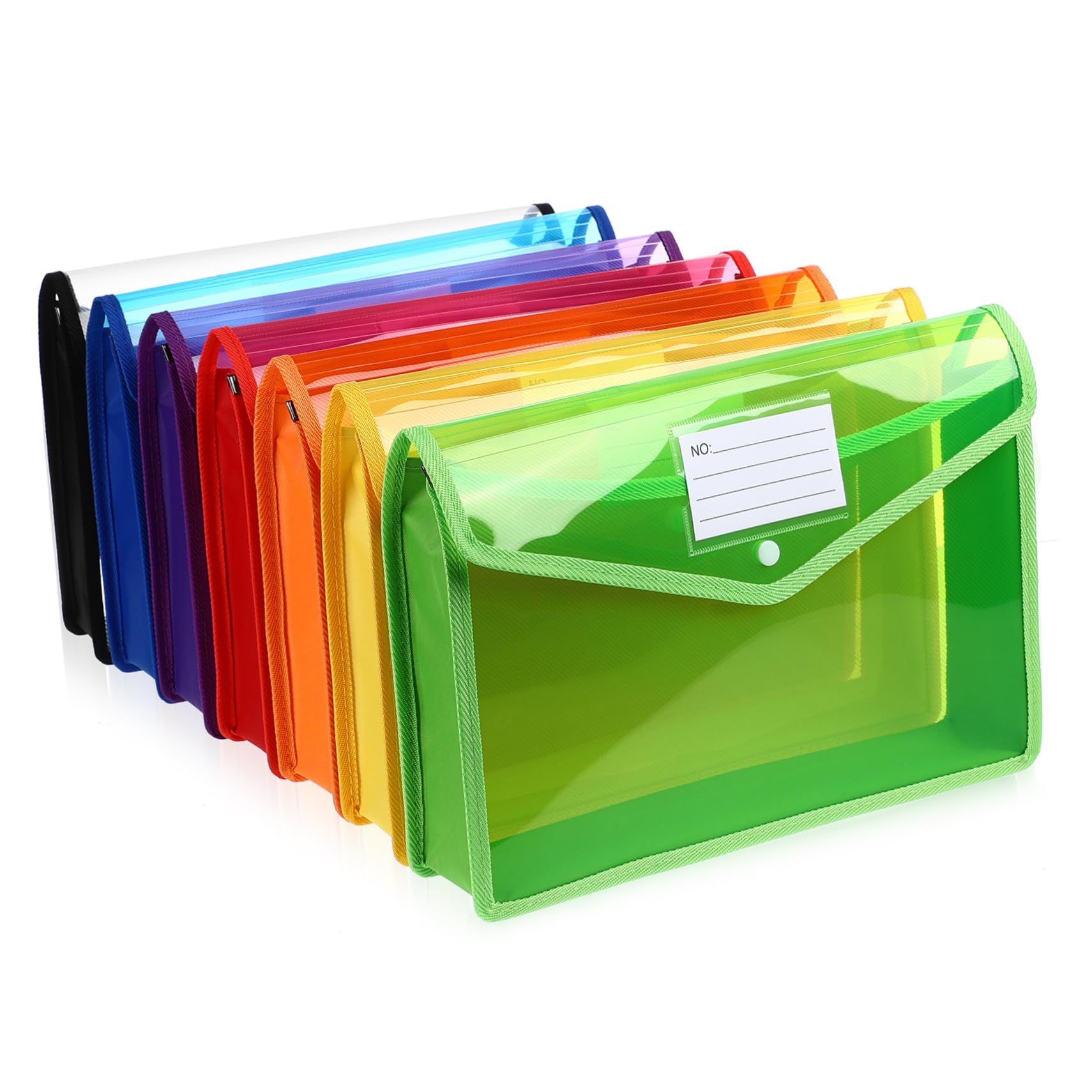 Buste di Plastica per Documenti A4 con Bottone, 7 Pezzi Pp