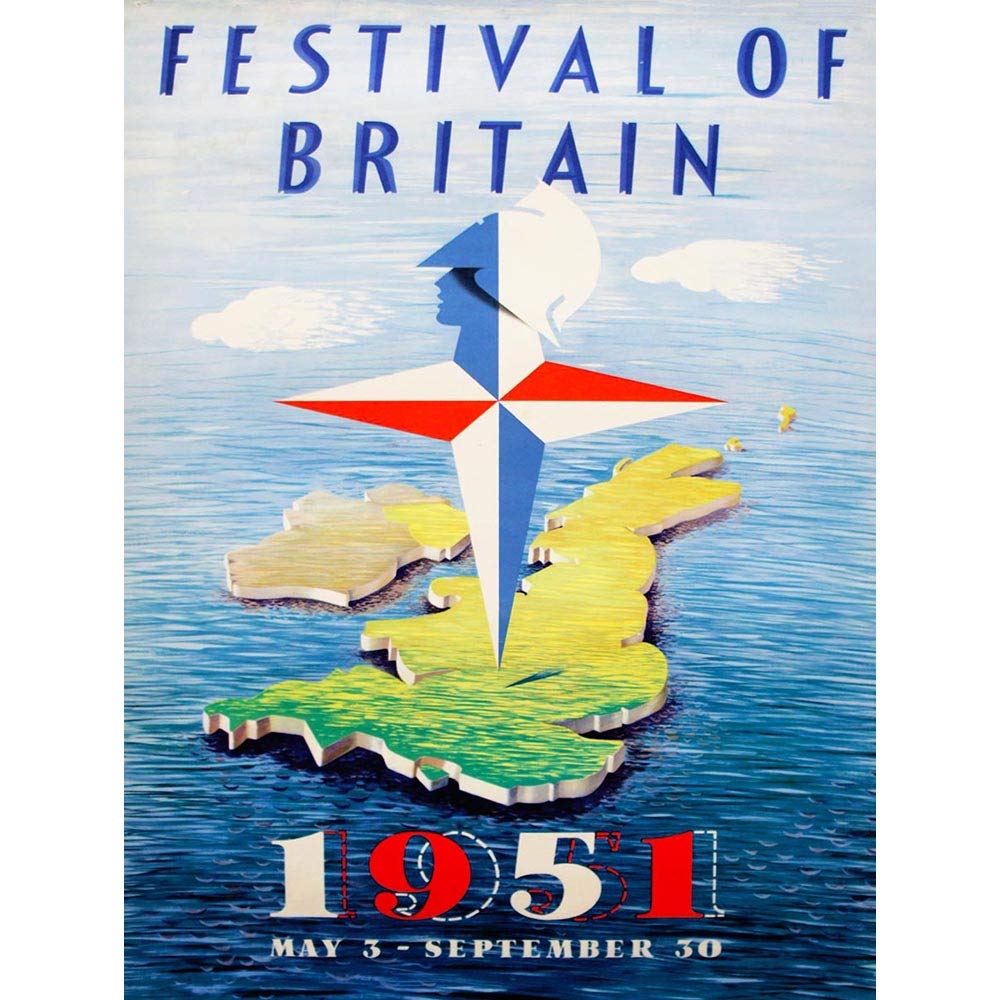 Wee Blue Coo Advert Exhibition Festival Britain Map Island 1951 Compass UK Art Print Poster Wall Decor 12X16 Inch
