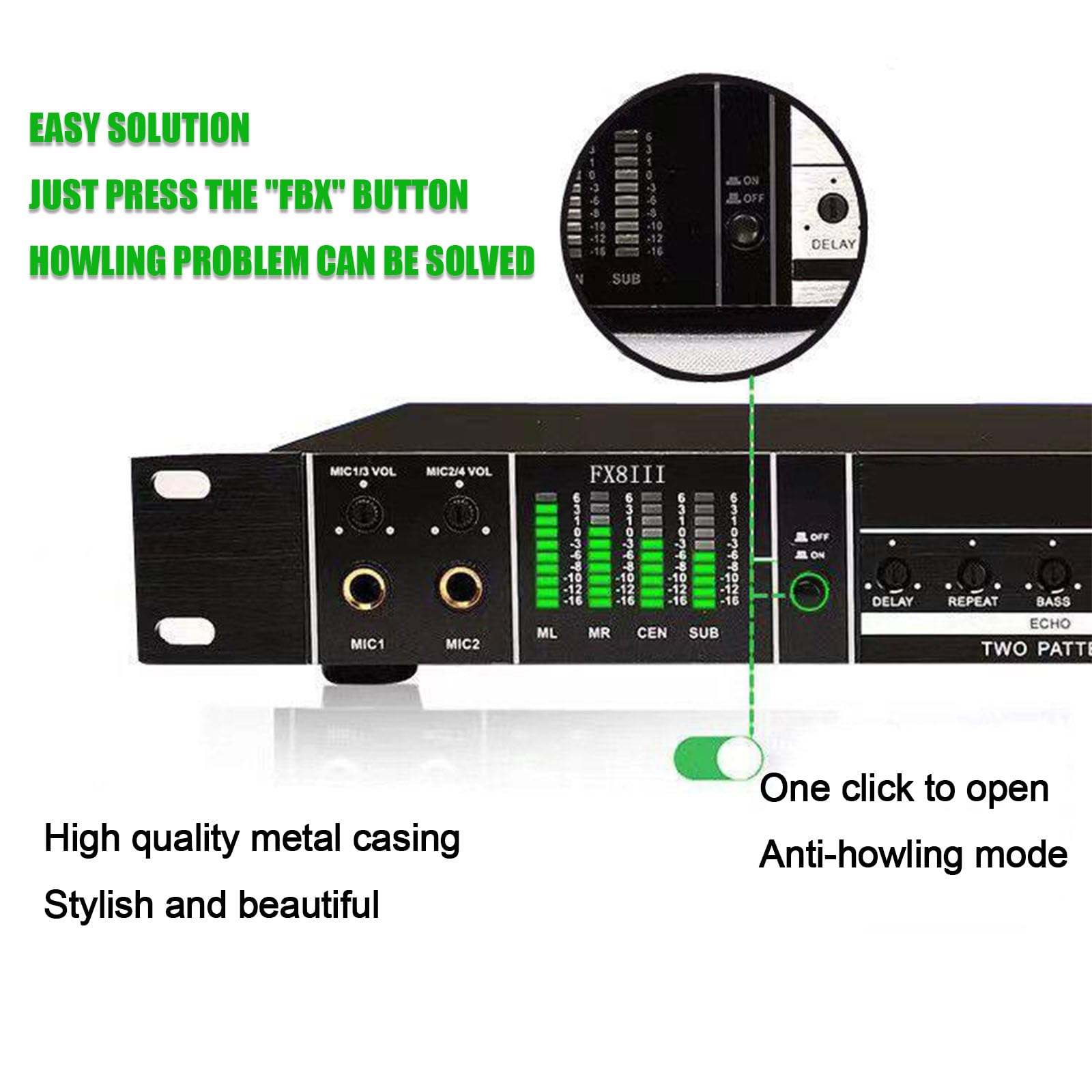 Processore Audio Per Effetti Vocali Professionale Pre-effetto Anti-larsen Con Display Led Metodi Multipli Di Trasmissione Audio Per Karaoke Casa Palco Chiesa black