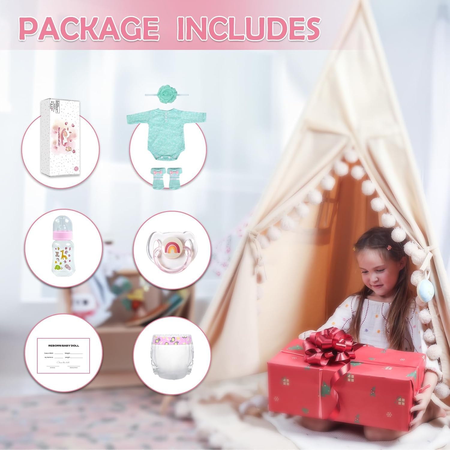 WOOROY Realistic Reborn Baby Dolls Girl - 20 Inch Lifelike Newborn Full Body Vinyl Sleeping Real Life Baby Doll, Handmade Poseable Doll with Accessories Gift Companion for Kids Age 3+