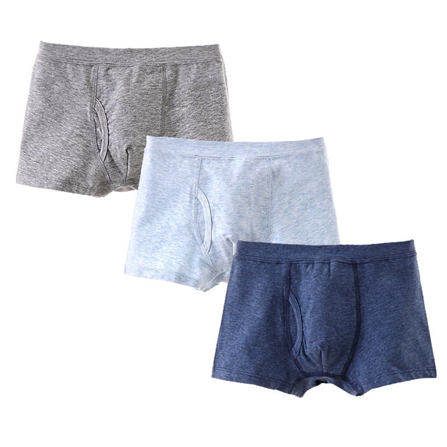 [Hapipana] ボクサーブリーフ 3枚組 ジュニア ボクサーパンツ 男の子 子供 綿 キッズ 無地 柔らかい 通気 吸汗 ボーイズ 子供 小学生 中学生 肌着 下着(無地, 150)