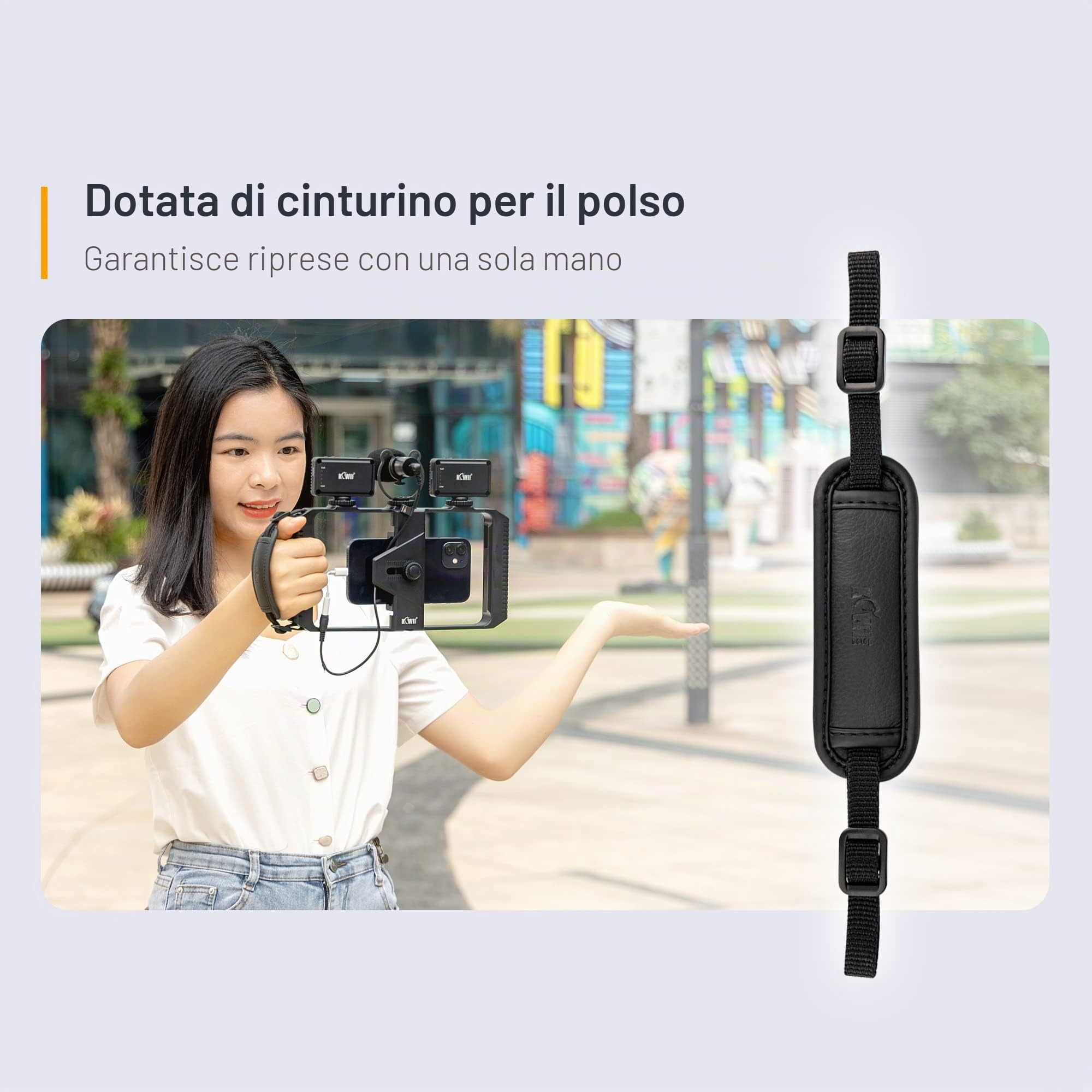 Smartphone Video Rig con Telecomando Wireless + Cinturino da Polso, Stabilizzatore Telefono per iPhone 13 12 Pro Max Andorid, Impugnatura Cage Video per Vlogging Filmmaking YouTube Tiktok Videomaker